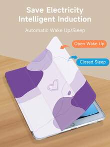 紫色奶油色心形抽象图案保护壳适用于 iPad Air 4/5 10.9 英寸、iPad 7/8/9/10.2 英寸、iPad 第 10 代，也适用于 Kindle Paperwhite 第 12 代 2024、Kindle 第 11 代 2022 发行版和 Galaxy Tab S6 Lite 10.4 英寸，具有自动睡眠/唤醒功能 - 彩色 - 查看 4