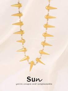 1pc Stainless Steel Rivet Pointed Choker Necklace For Women Men Punk Hip Hop Hollow Rivet Chain Necklaces Jewelry - Necklace - View 1