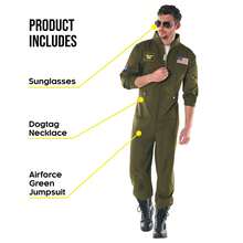 Morph Costumes Authentic Aviator Jumpsuit Costume For Men - Perfect Fancy Dress For Halloween, Theme Parties, Cosplay & Flight Enthusiasts - Green - View 3
