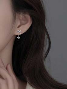 1 Pair Of Star & Butterfly Tassel Earrings For Women, Fashionable, Luxurious, Elegant, Sweet Style Unique Niche Design Earrings Suitable For Daily Wear, Events And Parties - Silver - View 5
