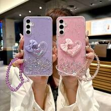 1件星光闪粉，兼容Galaxy流沙心形蝴蝶结串珠挂绳腕带手机壳，兼容三星Galaxy S8、16，兼容红米Note 11 4G，兼容OPPO A54，兼容Infinix Smart 8/兼容Infinix Hot 40i，Spark 20/ Spark 20C/ Spark Go 2024，防水防震防摔防刮，国际版，非国内版 - 粉色 - 查看 3