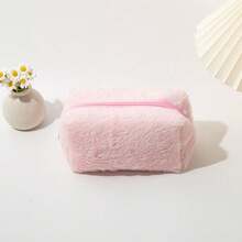 1pc Plush Cosmetic Bag Large Capacity Storage Bag Travel Portable Pencil Case Zipper Toiletry Bag Gift For Girls Women,Stationery - Multicolor - View 6