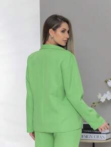 Women's Blazer And Tailored Pants Set Winter Cold Mother's Day Casual - 薄荷綠 - 查看 7