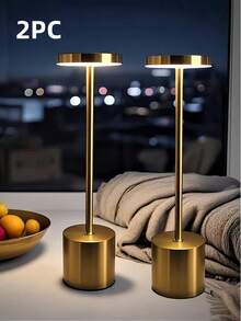 1pc Modern Metal Touch Control Dimmable LED Desk Lamp, Available In 5 Colors (Silver, Champagne Gold, Rose Gold, Black, White), Wireless Portable Mood Light, Tabletop Decor Lighting, Bedside Lamp, Bar Light, Gooseneck Lamp, 3 Lighting Color Modes, Stepless Dimming, USB Rechargeable, Suitable For Living Room And Bedroom Decor, Holiday Gift, Christmas, Valentine's Day