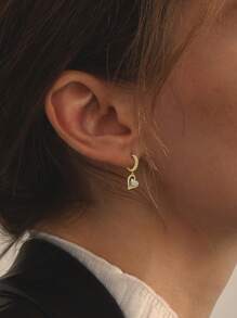 Boucles d'oreilles en argent pur hypoallergéniques en forme de cœur avec zircone cubique et diamant, à la mode et délicates, idéales comme cadeau d'anniversaire