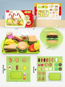 1 套逼真汉堡包、冰淇淋玩具厨房假装食物切割玩具、益智玩具、儿童节日礼物