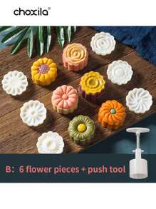 choxila 7pcs/Set Maamoul Mold Set, Cookie Mold Set, Mooncake Mold Set, Pastry Maker Dessert Mold Cookie Stamp Baking Tool