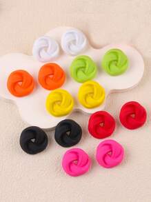 1 Pair Of Geometric Cookie Candy Color Stylish Earrings For Women