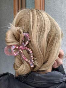 Elegant Rhinestone Bow Hairpin - Retro Style, Non-Slip Ponytail Clip, Sweet And High-End Jelly Bow Clip, Slouchy Niche Hair Hair Claw, Luxury Retro Style | Light Luxury Czech Rhinestone Super Flash, Suitable For Ladies And Girls | Parties And Special Occasions | Luxury Hairpin Hair Clips Hair Jaw Clip Hair Clamps Hair Clutch Hair Catcher Clip, Claw Clip Fall Winter Hair Accessories For Women For Vacation Outfits Woman