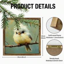 1 Unique Modern Bird Art Wooden Sign On A Tree Branch, 8x8 Inches | Framed Farmhouse Style Wall Decoration, Suitable For Bathrooms, Gardens, Cafes, Bars, Offices - Ideal Holiday Gift, Holiday Wall Decoration | Whimsical Artwork | Wooden Frame Sign, Bird Decoration