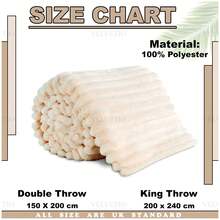 VELVETIO Osum Chunky Cord Ribbed Throws Soft Large Fluffy Cosy Sofa Bed Settee Blankets - Cream - View 7
