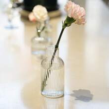 1 pezzo Vaso di lusso decorativo a righe, vaso idroponico in vetro per fiori freschi come rose, adatto per il soggiorno, senza fiori inclusi