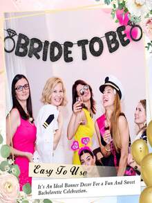 1 Set Gold Glitter "Bride To Be" Wedding Banner, Suitable For Bridal Shower, Wedding Celebration, Bachelorette Party, Hanging Decor - Multicolor - View 5