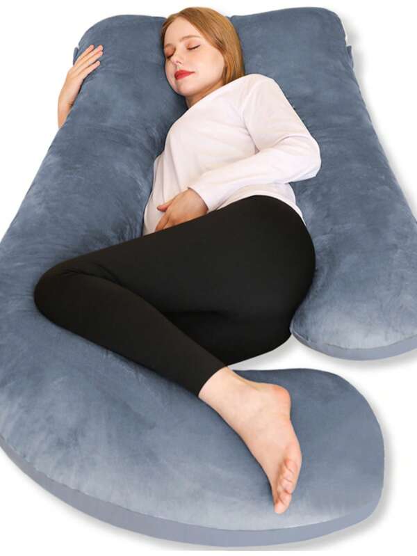 Cuscino per gravidanza a forma di J, cuscino per dormire sul fianco con fodera, cuscino per allattamento a forma di J, grande cuscino di posizionamento per donne