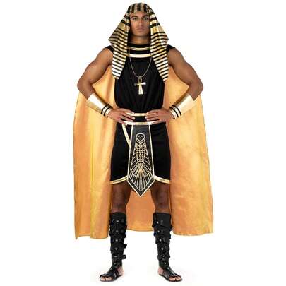 Morph Costumes Men's Pharaoh Costume - Classic Egyptian Fancy Dress For Halloween, Dress Up, And Parties - Authentic King Tutankhamun Look
