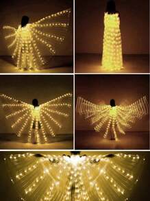 LED Fairy Wings, Multi-Color Gradient Lights, Halloween, Music Festival, Transparent Chiffon, Stage Performance, 3D Stereoscopic,