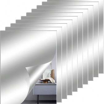 5pcs Self-Adhesive Acrylic Flexible Mirror Wall Stickers, Square Trimmable Mirror Wall Decals, Non-Glass Mirror Stickers, Reflective Mirror, Suitable For DIY Crafts Home Wall Decor - Flexible Non-Glass Decorative Tiles, Applicable For Home And Wedding Decoration, Great For Tabletop Decor, Wall Art, Bedroom Decor, Home Decor, Living Room Wallpaper, Party Decoration, Living Room Decor, Bedroom Decor, Office Decor, Home Accessories, Personalized Stickers, Wall Mirrors, Room Bathroom Decor