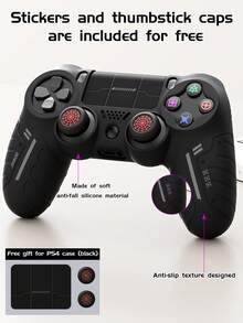 Bộ 2 món, Phụ kiện tay cầm chơi game - 1 ốp bảo vệ tay cầm PlayStation 5 + Nhãn dán + Nắp cần điều khiển, Phù hợp với tay cầm PlayStation 5/4, Chống trượt, Chống mồ hôi, Chống bụi, Chống trầy xước, Tăng cường độ bám, Cải thiện trải nghiệm chơi game, Quà tặng lãng mạn ngày Valentine/Mùa xuân - màu đen - Xem 6