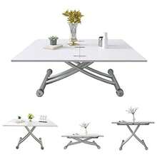Extendable Dining Table, Modern Height Adjustable Coffee Table, White Party Table For Living Room, Dining Room - 白色 - 查看 3