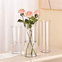 1 pièce Vase cylindrique en acrylique, vase à fleurs transparent de style contemporain pour fleurs fraîches, plantes hydroponiques, décoration de la maison ou du mariage, centre de table de restaurant - durable et incassable