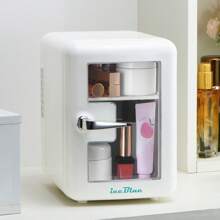 iceBlue Mini Fridge & Skincare Fridge With Transparent Window - 4L/6 Can Portable Cooler (Pink & White) For Car/Home Cosmetic & Beverage Storage - Dual-Temperature Heating/Cooling Design - Ideal Gift!
