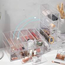 1 szt. Przezroczysty akrylowy 4-warstwowy organizer do szuflady - Pyłoszczelny i składany pojemnik na kosmetyki i biżuterię, idealny do redukcji bałaganu na biurku, widoczne przegródki na makijaż, okulary i akcesoria, organizer do przechowywania kosmetyków
