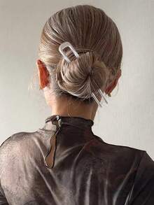 1个金属合金U型光滑新娘发夹，优雅欧式发饰，适用于盘发，发夹，发髻固定器，发饰，发型设计发夹，学生用品，发饰，头部饰品，女士发饰 - 銀色 - 查看 7