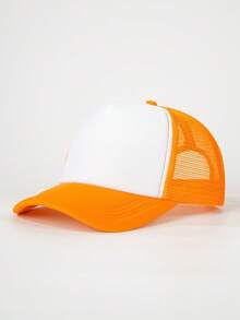 1pc Solid Color Mesh Cap, Unisex Kids Y2K Style Breathable Sun Ion Fashion Versatile Adjustable Casual Outdoor Wear - Colorblock Mesh Hat - View 23