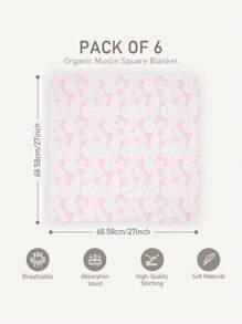 GLLQUEN BABY 6 Pack Receiving Blanket Boy, Cotton Muslin Swaddle Blankets Girl Newborn Squares Breathable & Soft Thin Baby Blankets Cloths Double Absorbent Infant Swaddling Wrap, Oeko-Tex Certificated