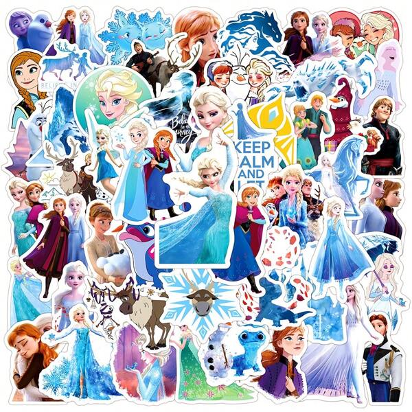 Disney Disney 50 PCS Set Of Cute Anime Stickers,Frozen Stickers,Elsa Stickers,Anna Stickers,Phone Stickers,IPad Stickers,Decals,Motorcycle,Luggage,Guitar Skateboard,Refrigerator Stickers,Computer Stickers,Cartoon Classic Stickers For Fun,Gifts,Stickers