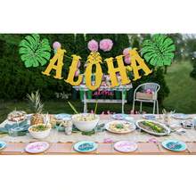 1pc Hawaiian Party Decoration Streamer, Turtle Leaf Shell ALOHA Glitter Hanging Banner - Multicolor - View 4