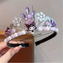 Sanrio 1pc Elegant Black & White Resin Crown Headband - 1 Purple And 1 Pink Headbands, Great For Costume, Ideal Birthday Party And Gift