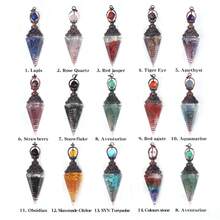 1 pieza Péndulo retro de piedra de cristal de resina con colgante de hexágono en punta para radiestesia y equilibrio, como joyería con cadena - Péndulo pirámide hexagonal - Ver 3