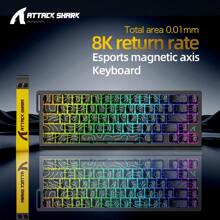 ATTACK SHARK X68 HE 8000Hz Rapid Trigger Keyboard, 0.01mm RT Accuracy Wired Gaming Keyboard With Magnetic Switch, Adjustable Actuation, Rapid Trigger, Snap Tap, RGB Lighting For PC