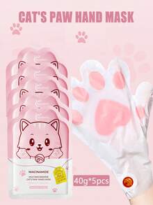 5 件/套 羊奶烟酰胺猫爪手膜，40 克/对，有助于缓解手部干燥、皲裂、脱皮，减少关节皱纹，男女适用 - 粉色 - 查看 2