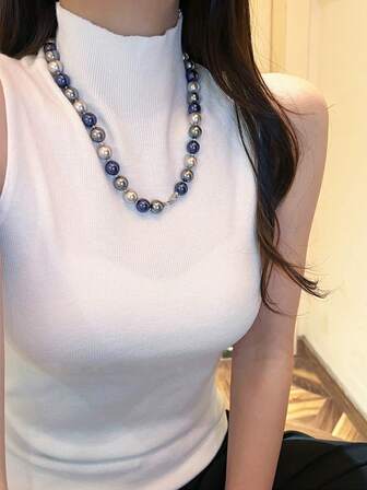 1 pieza Collar elegante de moda con circonita cúbica y perla falsa tricolor, regalo perfecto para el Día de San Valentín o el Día de la Madre