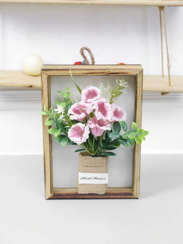 1 pieza Marco de fotos de 9 pulgadas (alto) de flor artificial para el hogar, sala de estar, tienda, boda, cumpleaños, fiesta y decoración colgante