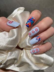 6片指甲油贴DIY美国独立日美甲贴全覆盖指甲贴纸自粘节日图案美甲装饰配件 - 彩色 - 查看 7