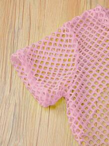 3Pcs Girls Summer Outfit: Brooklyn Letter Print Cami Top + Pink Mesh Overlay Cover Up + Shorts Set, Outdoor Casual Clothing For Girls, Knit Fabric, Elastic, Letter Graphic, Regular Fit, Polyester Blend, Suitable For Summer Outdoor Activities And Gifts