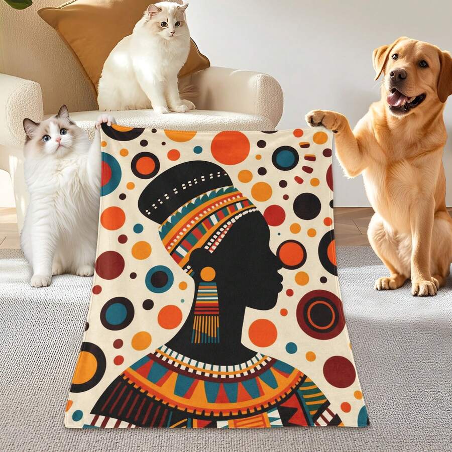 Stylish Polka Dot Round Pattern Colorful Drative Animal Blanket,Pet Blanket For Cats And Dogs Warm Cozy Pet Bed Cover With Vibrant Design And Comfortable Texture Ideal For Home Dr And Pet Relaxation - Multicolor - View 1