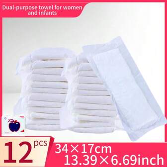12 Pcs Postpartum Maternity Pads 34x17cm (13.39x6.69in) Extra Long Sanitary Napkins, Post-Delivery Care Pads, Super Absorbent & Breathable For Comfort