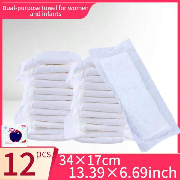 12 Pcs Postpartum Maternity Pads 34x17cm (13.39x6.69in) Extra Long Sanitary Napkins, Post-Delivery Care Pads, Super Absorbent & Breathable For Comfort