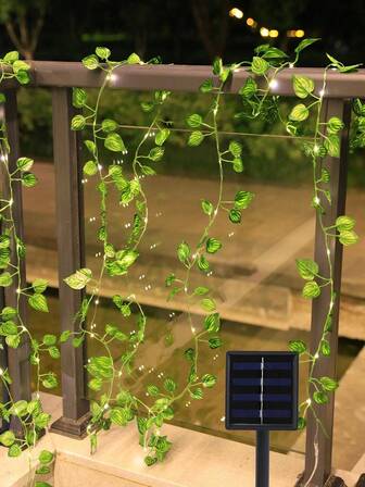 1串4/5/7米20/30/50颗LED太阳能西瓜叶灯串，适用于房间、客厅、阳台、绿色装饰、婴儿房、氛围灯、满月派对、生日派对、一周岁生日礼物、卧室仙女灯、花园、别墅装饰灯、西瓜叶装饰灯、户外太阳能藤蔓叶灯、圣诞藤蔓叶装饰LED灯串、仙女灯、露营灯