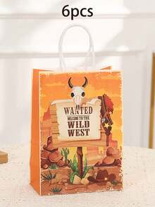 6 Packs Gift Packaging Bags Vintage Kraft Paper Bags Party Gift Bags Holiday Shopping Bags Summer Cooling,Beach,Travel - Multicolor - View 9