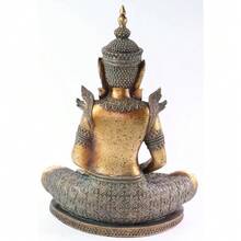Estatua decorativa doméstica de Buda de bronce de 12" en posición Dhyani Mudra de paz - 1 - Ver 1