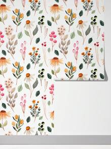 Wildflower Wallpaper Peel & Stick Botanical Bathroom Wallpaper Vintage Herb Watercolor Flower Wallpaper Self Adhesive FloralWallpaper Wall Paper Wall Stickers Room Decor Wall Decor Kitchen Bedroom Living Room Decor