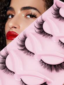 5 Pairs Fox Eye False Eyelashes Fox Eyelashes Winged Lashes Faux Mink Fluffy Hairs Soft Natural Eye Lashes Makeup Tool For Beauty Travel Gifts - 狐狸眼睫毛 - 查看 2