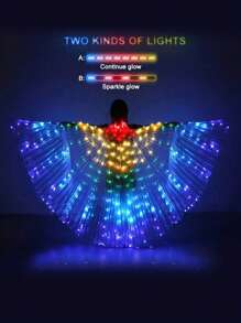 LED Fairy Wings, Multi-Color Gradient Lights, Halloween, Music Festival, Transparent Chiffon, Stage Performance, 3D Stereoscopic,