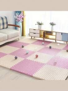 Esterilla de piso entrelazada de EVA con tiras de borde, apta para sala de estar, gimnasio, sala de juegos - lavable, duradera, plegable, esterilla de fitness multifuncional, esterilla de espuma, decoración del hogar, decoraciones de fiesta, esterilla de gateo antideslizante, decoración de piso del hogar, anti-caída/humedad/impermeable/anti-suciedad.