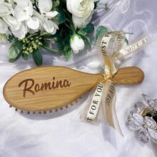 Personalized Bridesmaid Wood Comb, Bridesmaid Proposal & Best Friend's Birthday, Gift For Women, Carving Commemorative Combs, Name Comb,Party Gift,Bridesmaid Gift,Hen Party Gift,Wedding Gift,Birthday Gift,Best Friend Gifts,Bride Party Gifts,Mother's Day,Wooden Comb,Personalized Comb,Name Comb,Ladies Gift,Beauty & Health,Chic Autumn,Perfect Gift For Wedding Memento - Ginger - View 5